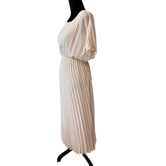 Stunning HALOGEN  White Birch Pleated Midi Dress XXS OVERSIZED - Picture 5 of 8